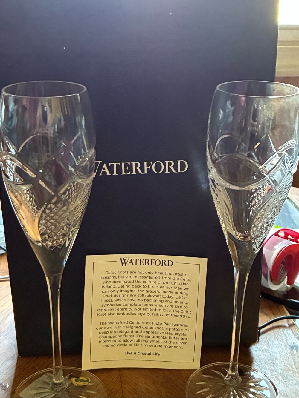 Waterford Clear Crystal Celtic Knot Champagne Flutes